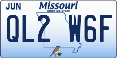MO license plate QL2W6F
