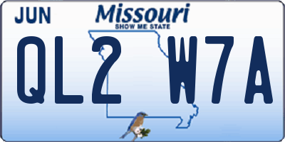 MO license plate QL2W7A