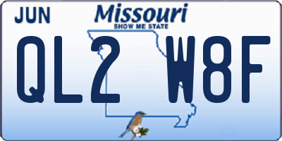 MO license plate QL2W8F