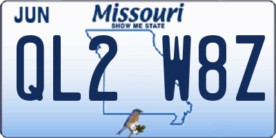 MO license plate QL2W8Z