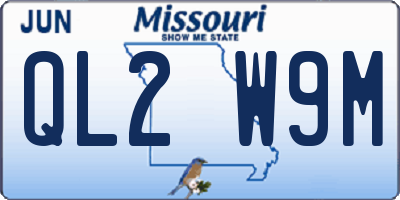 MO license plate QL2W9M