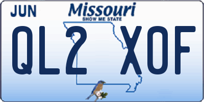 MO license plate QL2X0F