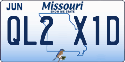 MO license plate QL2X1D