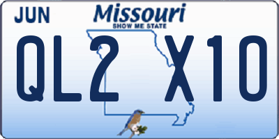 MO license plate QL2X1O