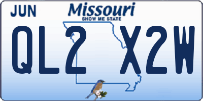 MO license plate QL2X2W