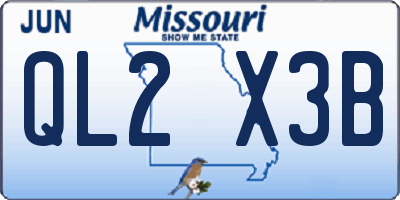 MO license plate QL2X3B