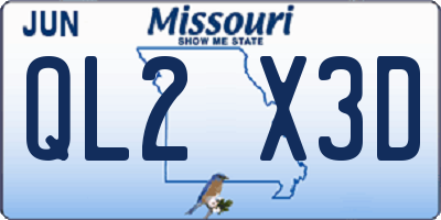 MO license plate QL2X3D