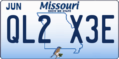 MO license plate QL2X3E
