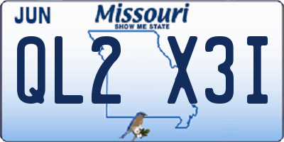 MO license plate QL2X3I