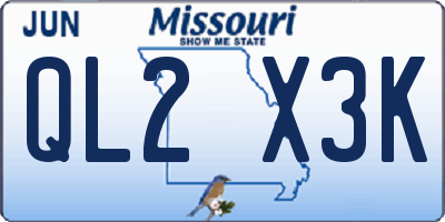MO license plate QL2X3K
