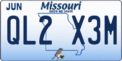 MO license plate QL2X3M