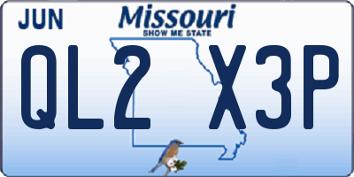 MO license plate QL2X3P