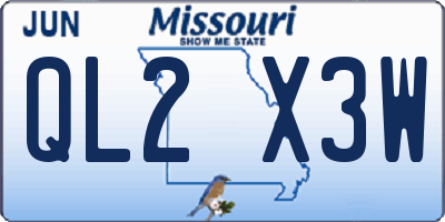 MO license plate QL2X3W