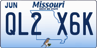 MO license plate QL2X6K