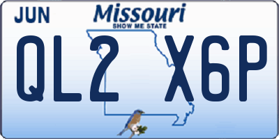 MO license plate QL2X6P