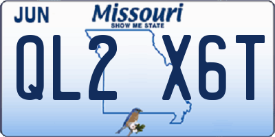 MO license plate QL2X6T