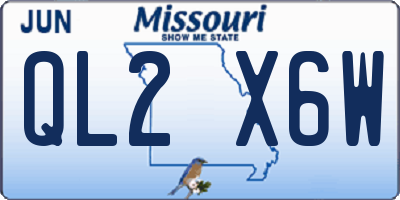 MO license plate QL2X6W