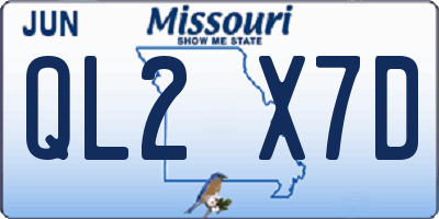 MO license plate QL2X7D