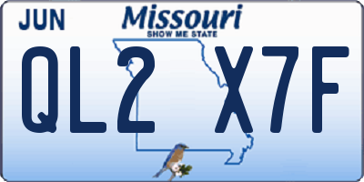 MO license plate QL2X7F