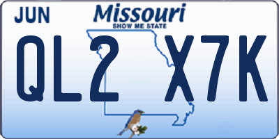MO license plate QL2X7K