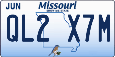 MO license plate QL2X7M