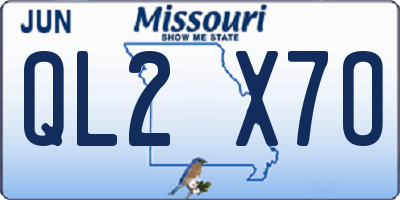 MO license plate QL2X7O