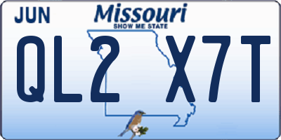 MO license plate QL2X7T