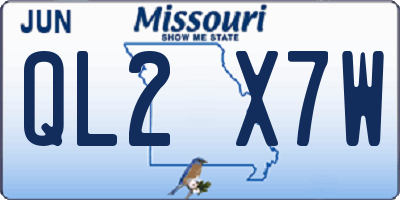 MO license plate QL2X7W