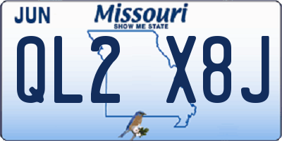 MO license plate QL2X8J