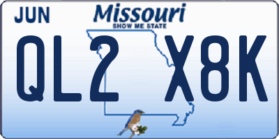MO license plate QL2X8K
