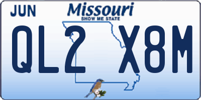MO license plate QL2X8M