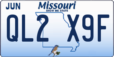 MO license plate QL2X9F