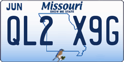 MO license plate QL2X9G