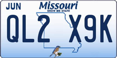 MO license plate QL2X9K