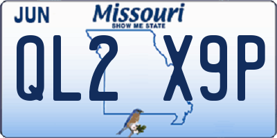 MO license plate QL2X9P