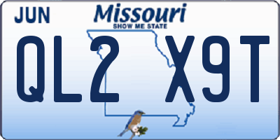 MO license plate QL2X9T