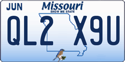MO license plate QL2X9U