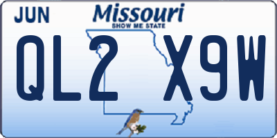 MO license plate QL2X9W