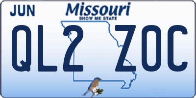 MO license plate QL2Z0C