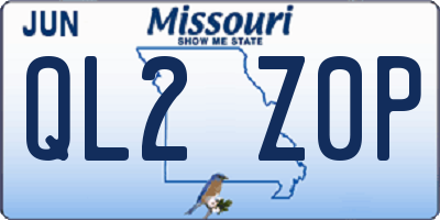 MO license plate QL2Z0P