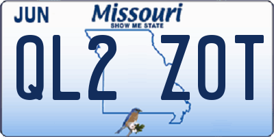MO license plate QL2Z0T