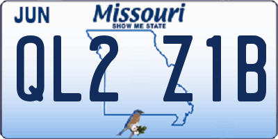 MO license plate QL2Z1B