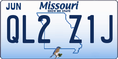 MO license plate QL2Z1J