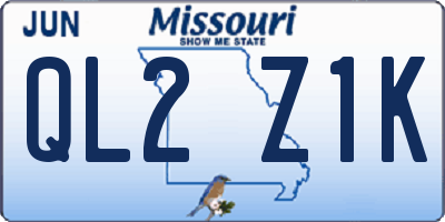 MO license plate QL2Z1K