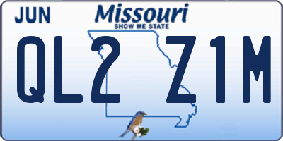 MO license plate QL2Z1M