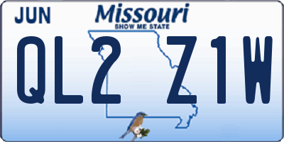 MO license plate QL2Z1W