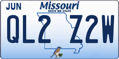 MO license plate QL2Z2W