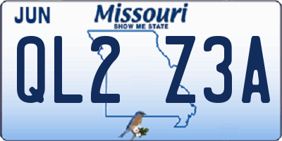 MO license plate QL2Z3A