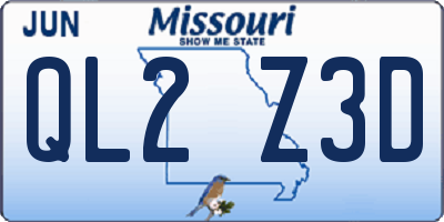 MO license plate QL2Z3D