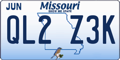 MO license plate QL2Z3K